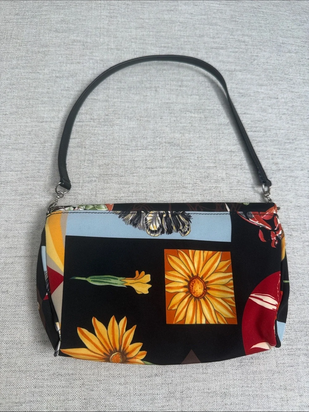 Salvatore Ferragamo Vintage Leopard-Print Shoulder Bag Black Floral Print